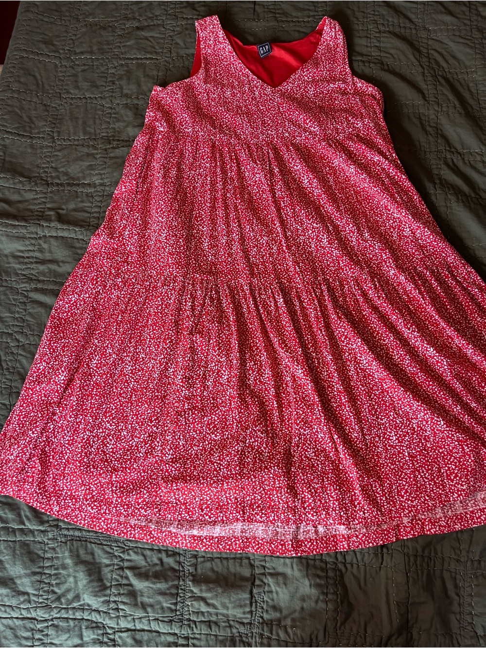 GAP Red Speckled Tiered Dress XL